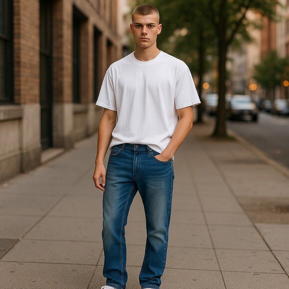 HUDSON & BARROW NYC SZ 32X32 Men's Slim Stretch Distressed Blue Jeans - Picture 1 of 15